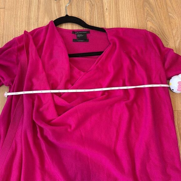 Armani exchange pink 100% Medina wool wrap blouse size medium Has small hole b - Picture 7 of 8